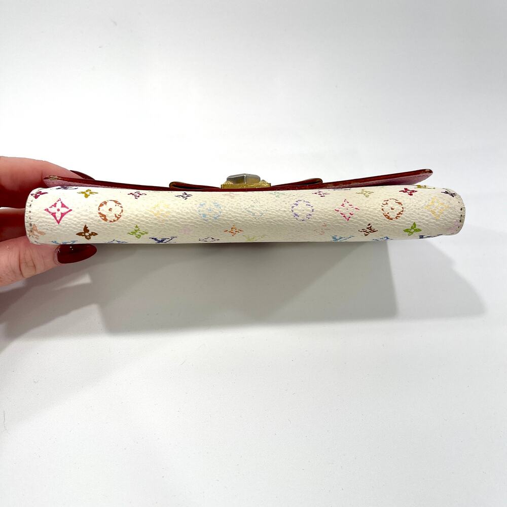 Louis Vuitton RARE Murakami Multicolor Bow Turn Lock Sarah Wallet White Pink Y2K - Picture 12 of 16